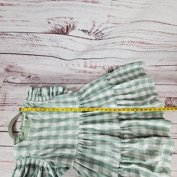 English Factory Cottagecore Dress S GreenWhite Check Ruffle Tiered Peasant - Picture 14 of 14